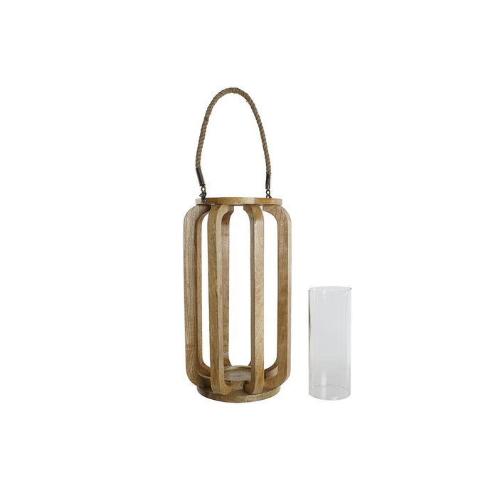 DKD Home Decor Portavelas Mango y Cristal Natural