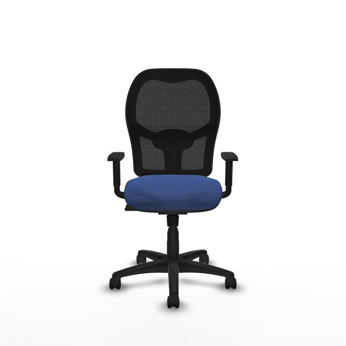 PIQUERAS Y CRESPO Silla Alocén con mecanismo sincro, malla negra y acabado Bali azul marino PIQUERAS Y CRESPO Silla Alocén con mecanismo sincro, malla negra y acabado Bali azul marino