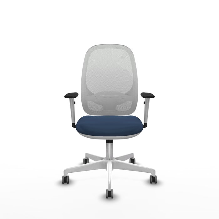 PIQUERAS Y CRESPO Silla de oficina Cilanco con mecanismo Sincro, Azul marino y Blanco