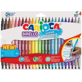 Carioca Rotulador Birello Doble Punta Fina-Media Colores Surtidos Estuche 24 Ud