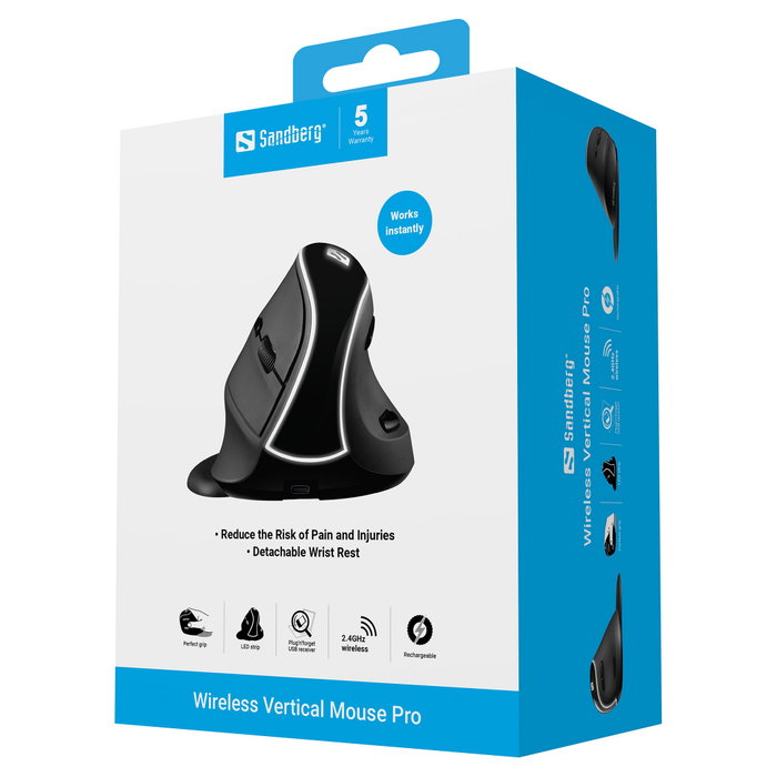 Sandberg Wireless Vertical Mouse Pro Negro Sandberg Wireless Vertical Mouse Pro Negro