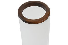 DKD Home Decor Vaso Blanco Marron Cristal Acacia 7 x 11.5 x 7 cm (6 Unidades)