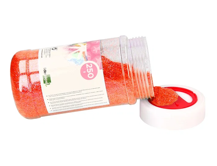 Liderpapel Purpurina Fantasía Color Metálico Naranja Pastel Bote 250 gr
