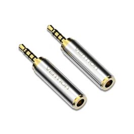 Vention VAB-S02 Adaptador de Audio 2.5mm Macho a 3.5mm Hembra - Conector Derecho Metal Chapado en Oro - Color Plata