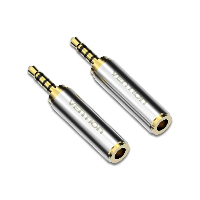 Vention VAB-S02 Adaptador de Audio 2.5mm Macho a 3.5mm Hembra - Conector Derecho Metal Chapado en Oro - Color Plata