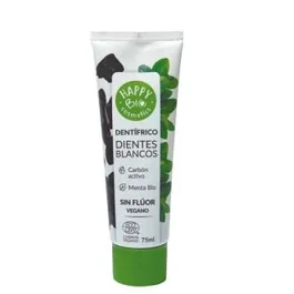 HAPPY BIO Dentifrico Dientes Blancos Carbon Activo-Menta 75M para Boca Fresca y Protegida, Apto Veganos