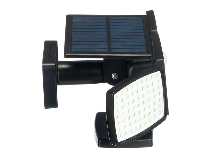 Ibergarden Lampara Solar LED Exterior 4 Focos 500 Lumenes con Sensor de Movimiento, IP44, Negro, Dimensiones 15 x 11 x 12 cm (Set de 6)