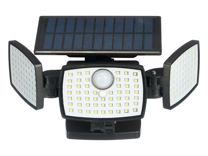 Ibergarden Lampara Solar LED Exterior 4 Focos 500 Lumenes con Sensor de Movimiento, IP44, Negro, Dimensiones 15 x 11 x 12 cm (Set de 6)