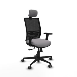 PIQUERAS Y CRESPO Silla de oficina Yunquera con mecanismo Sincro, Gris y Negro