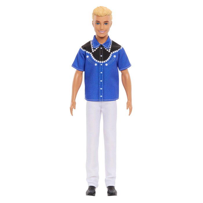 Barbie Muñeco Ken Fashionista Look Oeste HRH25 Mattel Ropa Inspirada en el Oeste Camisa Azul y Negra