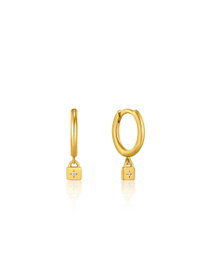 Ania Haie Pendientes Under Lock & Key en Plata de Ley Dorado E032-01G