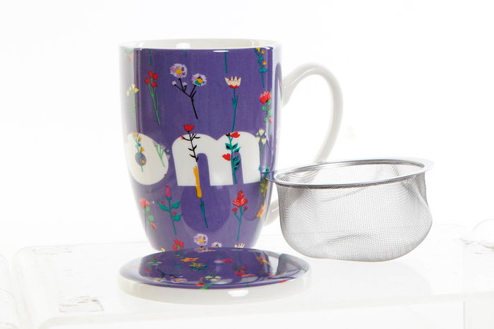 DKD Home Decor Taza de Infusiones Porcelana Multicolor 380ml (12 Unidades)