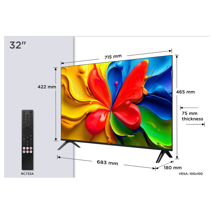 TCL 32V4C 32 pulgadas QLED HD Ready AndroidTV 60Hz Dolby Atmos TCL 32V4C 32 pulgadas QLED HD Ready AndroidTV 60Hz Dolby Atmos