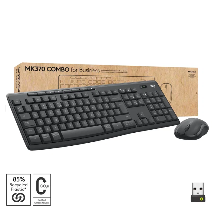 Logitech 920-012069 Teclado y Ratón Inalámbrico Bluetooth para Oficina, Teclado QWERTY Italiano en Grafito, Completo 112 Teclas con Teclado Numérico y Altura Ajustable