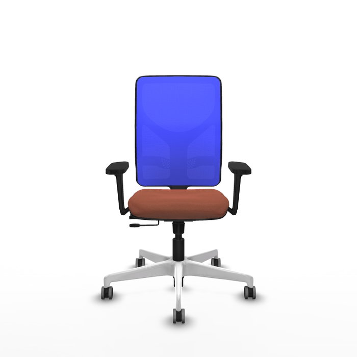 PIQUERAS Y CRESPO Silla de oficina Motilla con mecanismo Sincro/Traslack, Tela Marrón y Malla Azul