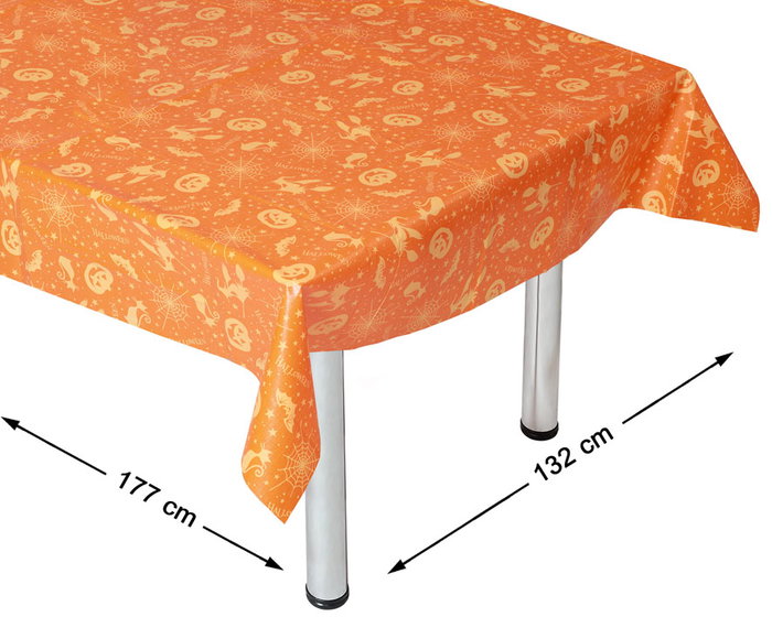 Mantel Rectangular Naranja con Estampado Halloween 132x177cm Mantel Rectangular Naranja con Estampado Halloween 132x177cm