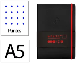 Antartik Cuaderno A5 Hojas Puntos Tapa Dura Negro y Rojo 100 Hojas 80 gr FSC