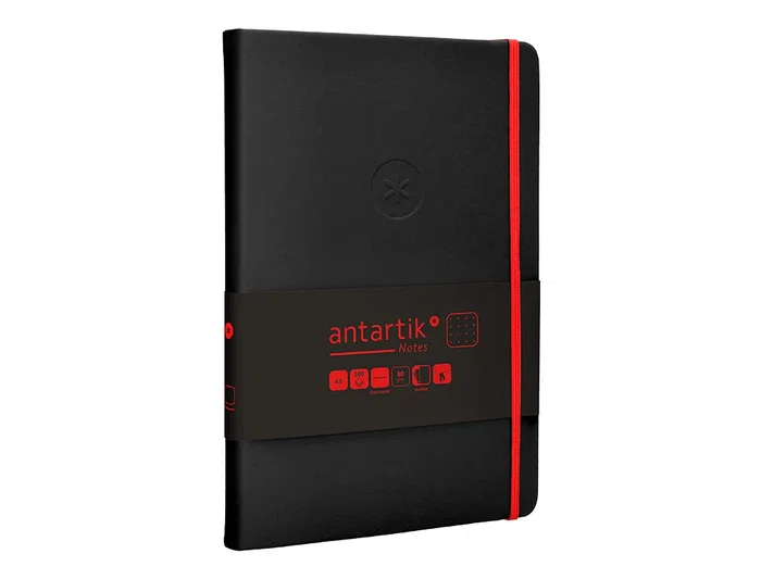 Antartik Cuaderno A5 Hojas Puntos Tapa Dura Negro y Rojo 100 Hojas 80 gr FSC