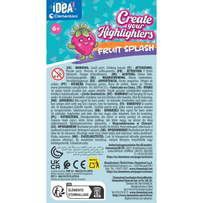 Clementoni Crea Tus Propios Colores Fluorescentes Frutas Juego Educativo CLE8005125183951