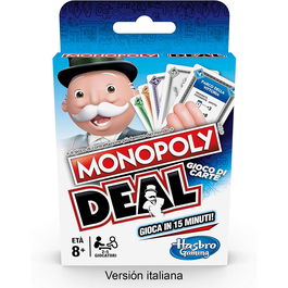 Hasbro Gaming E3113 Monopoly Deal Juego de Cartas en Italiano para Diversión Rápida de Propiedades