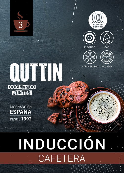 Quttin Cafetera de Inducción 3 Servicios Black