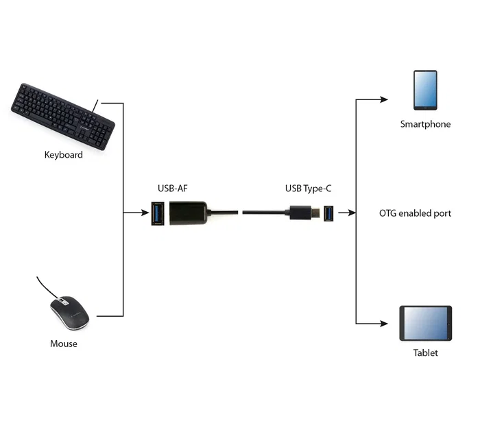 GEMBIRD Adaptador OTG USB Tipo C Macho, Conector USB A a USB-C (OTG)