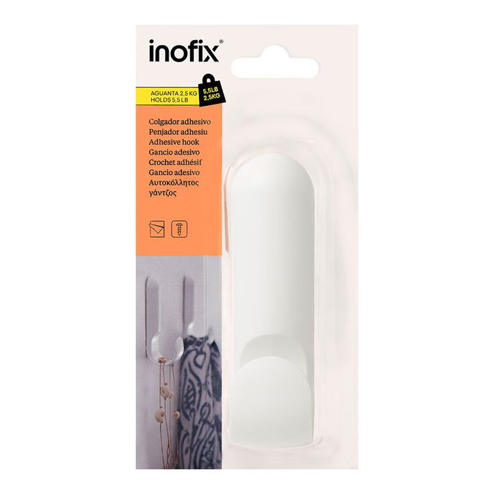 Inofix Colgador Adhesivo Atlas Blanco Fijación Opcional Tornillos Hasta 2,5 kg