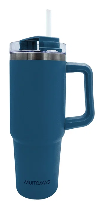 Thermos TRAVELMUG900BL Taza de Viaje/Termos 900 ml Azul, Acero Inoxidable Doble Pared, A Prueba de Fugas, Asa Integrada, Ideal para Café Caliente o Bebidas Frías
