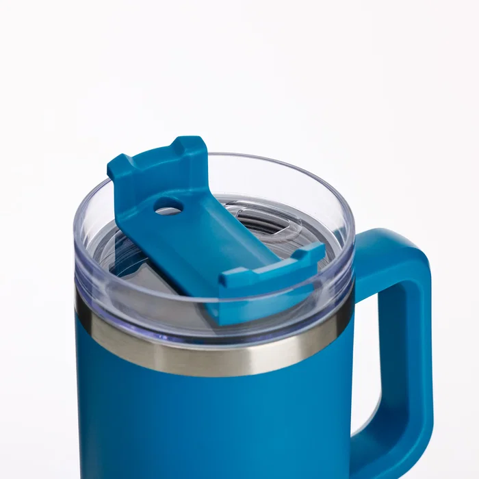 Thermos TRAVELMUG900BL Taza de Viaje/Termos 900 ml Azul, Acero Inoxidable Doble Pared, A Prueba de Fugas, Asa Integrada, Ideal para Café Caliente o Bebidas Frías