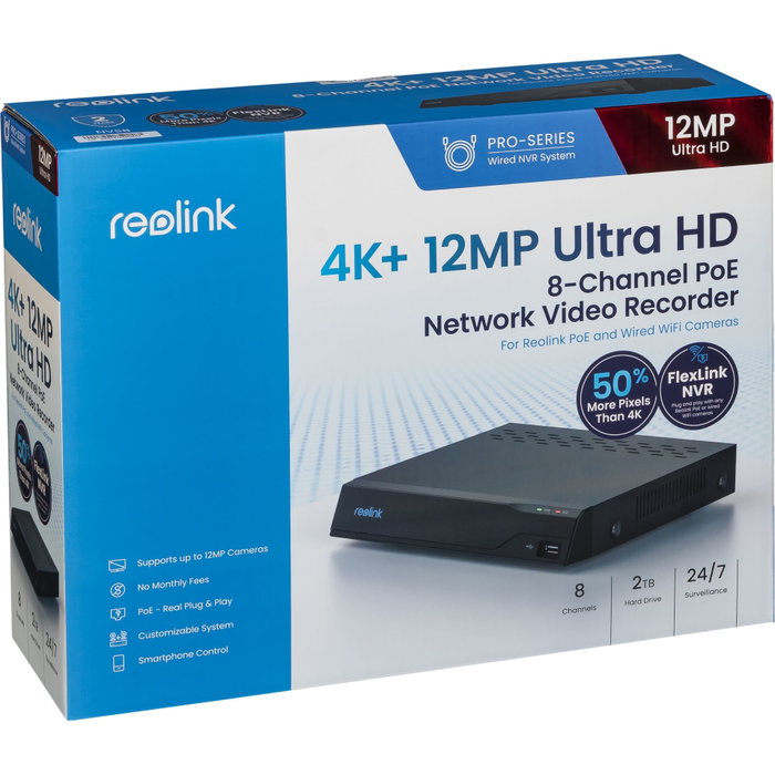 Reolink NVS8 NVR de 8 canales con HDD de 2 TB y PoE Reolink NVS8 NVR de 8 canales con HDD de 2 TB y PoE