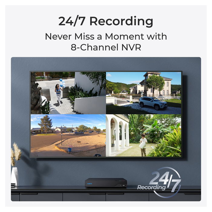 Reolink NVS8 NVR Grabador de Video 8 Canales 3840 x 2160 Pixeles 2TB Almacenamiento PoE