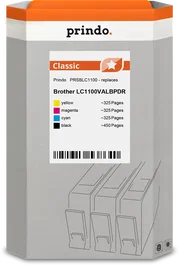 Prindo Classic Multipack Negro, Cian, Magenta y Amarillo compatible con Brother LC-1100