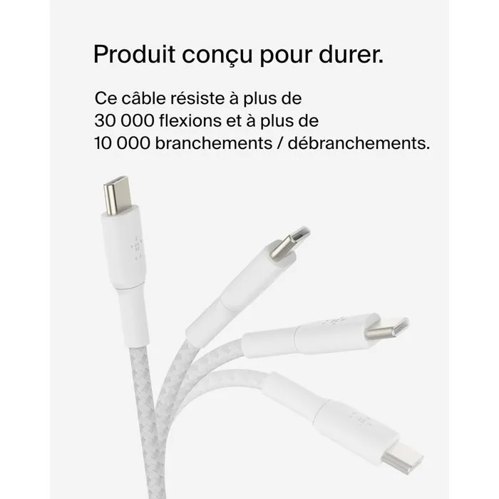 Belkin AAAQF89283 Cable USB-C a USB-C Trenzado 2 Metros Blanco Belkin AAAQF89283 Cable USB-C a USB-C Trenzado 2 Metros Blanco