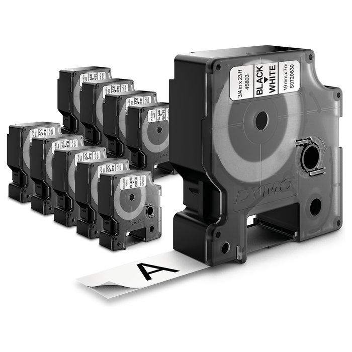 Dymo Cinta LM D1 Multipack 19mm x 7m Negro sobre Blanco