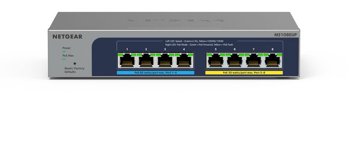 NETGEAR MS108EUP-100EUS Switch 8-port Ultra60 PoE++ Multi-Gigabit 2.5G L2/L3