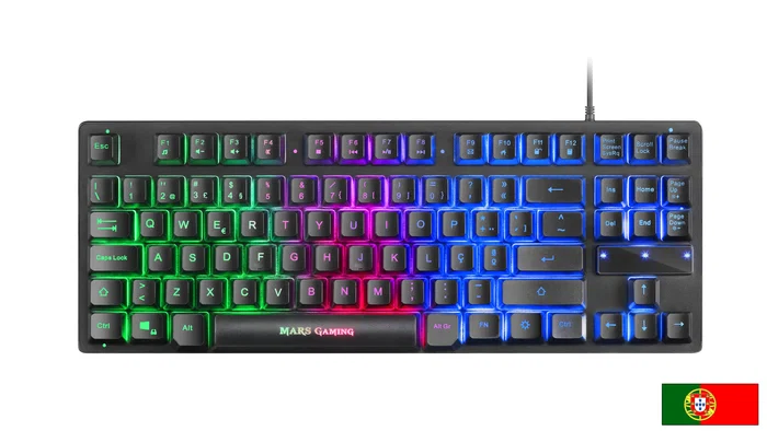 Mars Gaming MCPTKLPT Combo Gaming 2 en 1 Teclado TKL H-Mech RGB y Ratón Óptico 3200 DPI Layout Portugués Negro - Multiprocesador para PC, PS4, PS5, Xbox, Mac
