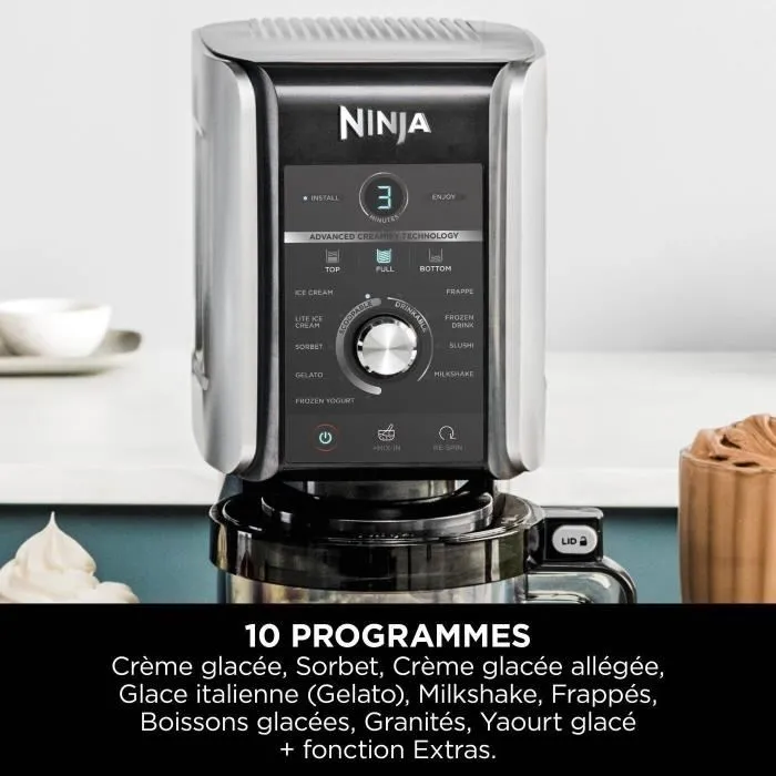 Ninja Creami Deluxe NC501EU, Máquina de Helados Plateada con 10 Programas