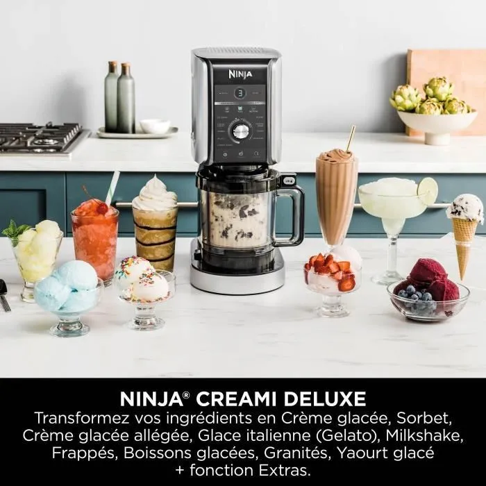Ninja Creami Deluxe NC501EU, Máquina de Helados Plateada con 10 Programas