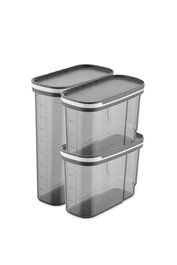 Hermia BNMSRGAR03-1227 Set de Cajas de Almacenaje de Plástico Sin BPA, Antracita, Incluye 1 Pieza (2700 ml) y 2 Piezas (1250 ml)