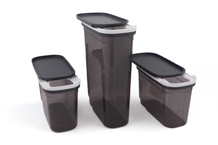 Hermia BNMSRGAR03-1227 Set de Cajas de Almacenaje de Plástico Sin BPA, Antracita, Incluye 1 Pieza (2700 ml) y 2 Piezas (1250 ml)