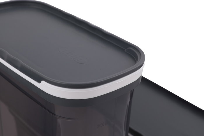 Hermia BNMSRGAR03-1227 Set de Cajas de Almacenaje de Plástico Sin BPA, Antracita, Incluye 1 Pieza (2700 ml) y 2 Piezas (1250 ml)