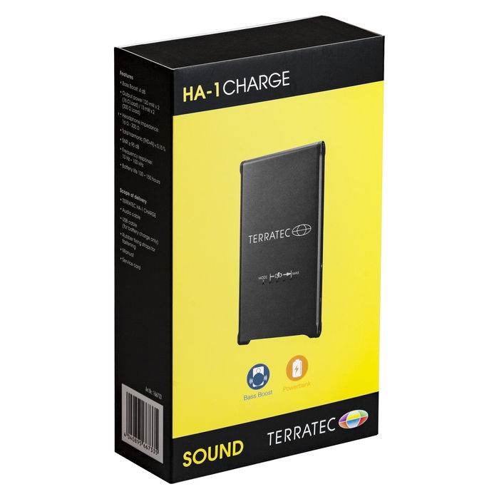 TerraTec Amplificador de Auriculares HA-1 charge, 3000 mAh, Negro