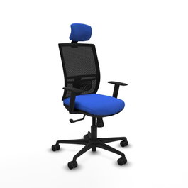 PIQUERAS Y CRESPO Silla de oficina Yunquera con mecanismo Sincro, Azul y Negro