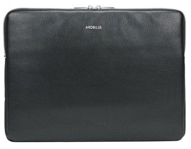 Mobilis PURE SLEEVE Funda para Portátil 35.6 cm (14") - Color Negro Plata, Imitación Piel, Compatible con Cualquier Marca