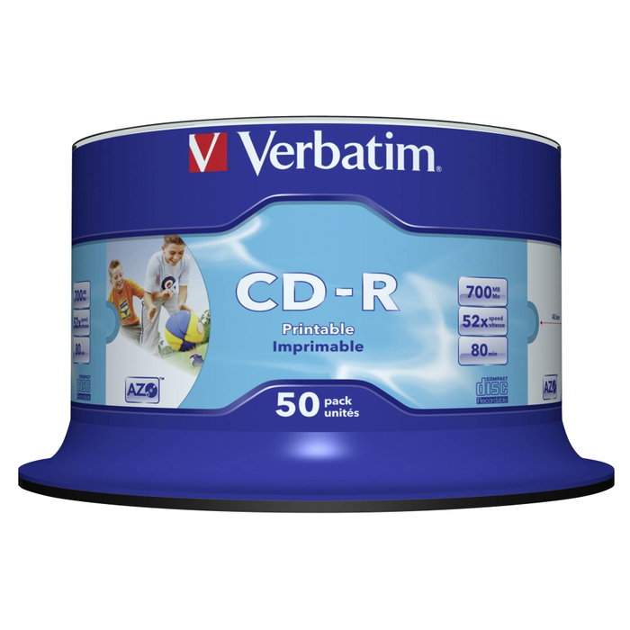 Verbatim CD-R AZO 700MB 52x Imprimible Inkjet Pack de 50