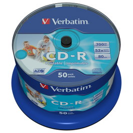 Verbatim CD-R AZO 700MB 52x Imprimible Inkjet Pack de 50