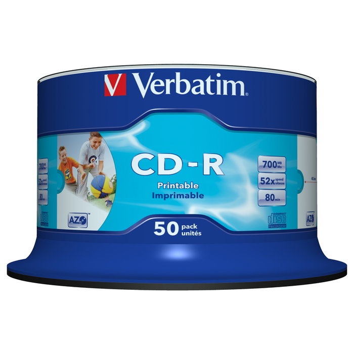 Verbatim CD-R AZO 700MB 52x Imprimible Inkjet Pack de 50