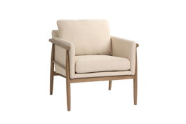 DKD Home Decor Sillón de Fresno Tapizado Decapé Blanco y Natural