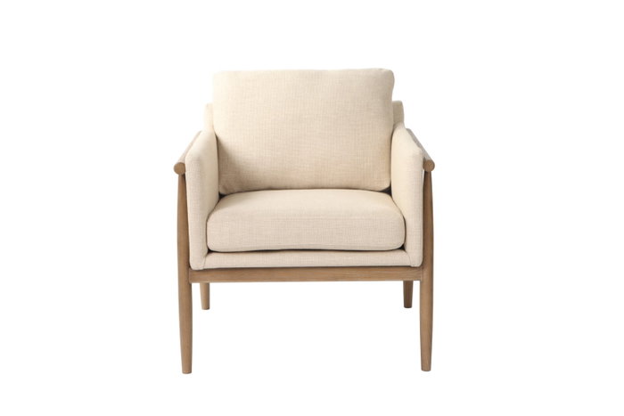 DKD Home Decor Sillón de Fresno Tapizado Decapé Blanco y Natural