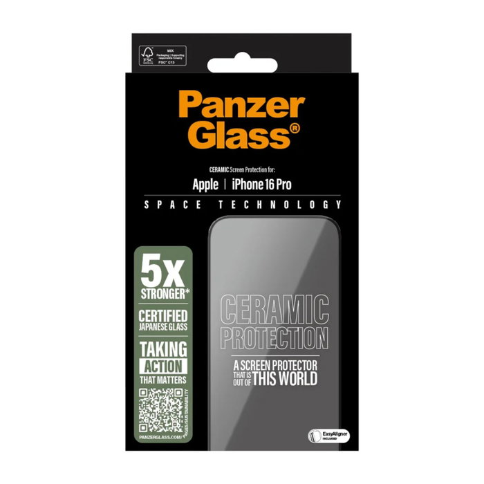 PanzerGlass Protector de pantalla Ceramic para iPhone 16 Pro Ultra-Wide Fit